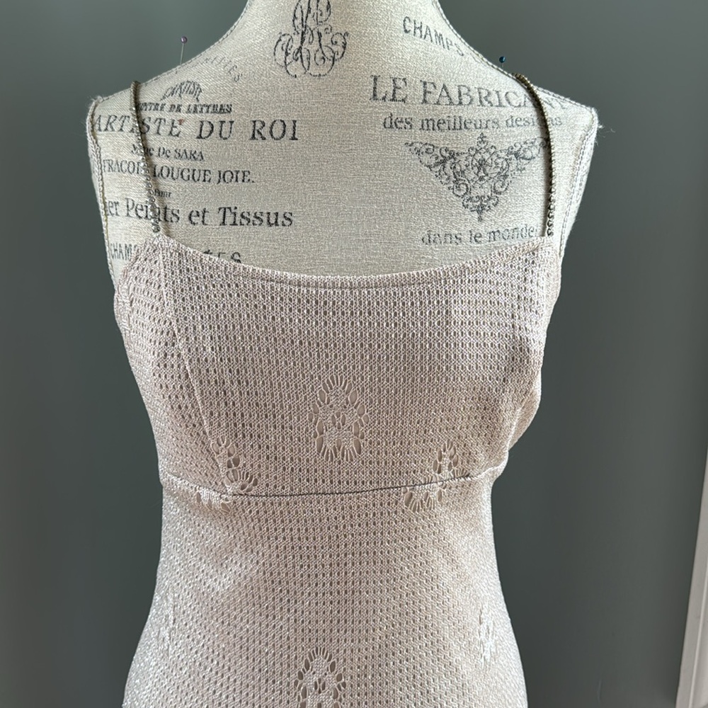 Vintage JCP Onyx Nite rose gold crochet occasion dress Size 8P - Picture 4 of 10
